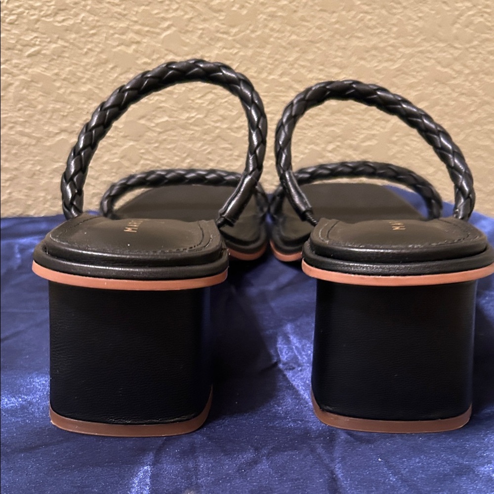 Marc Fisher Black Leather Braided Strap Sandals Size 8.5 Like new! - Picture 8 of 9